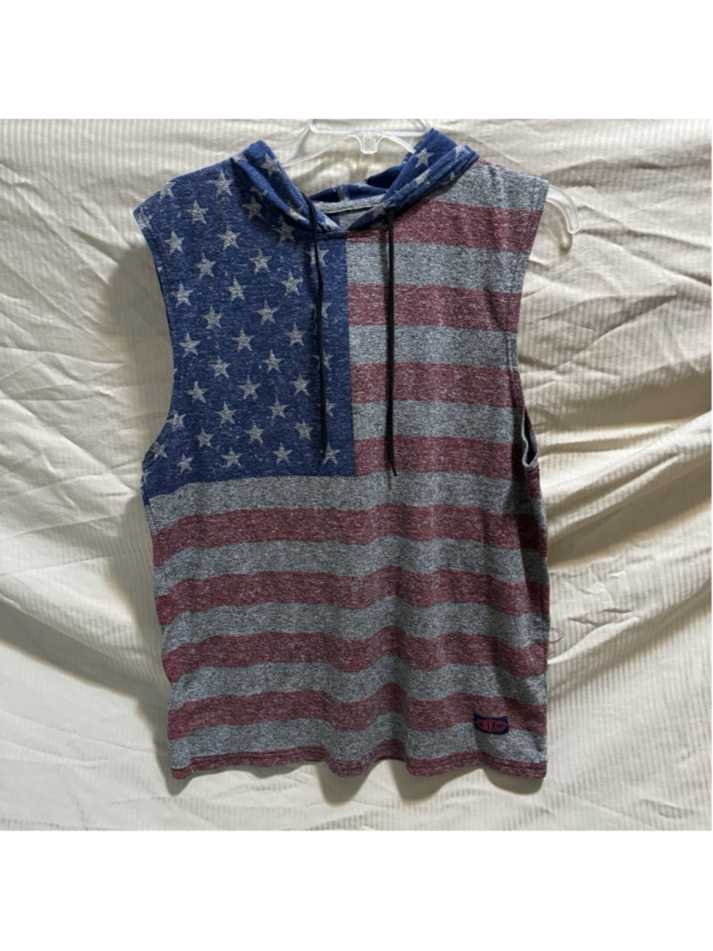 BKC Co. Brooklyn NY Shirt Mens Medium Flag Print Hooded Sleeveless Tank Top